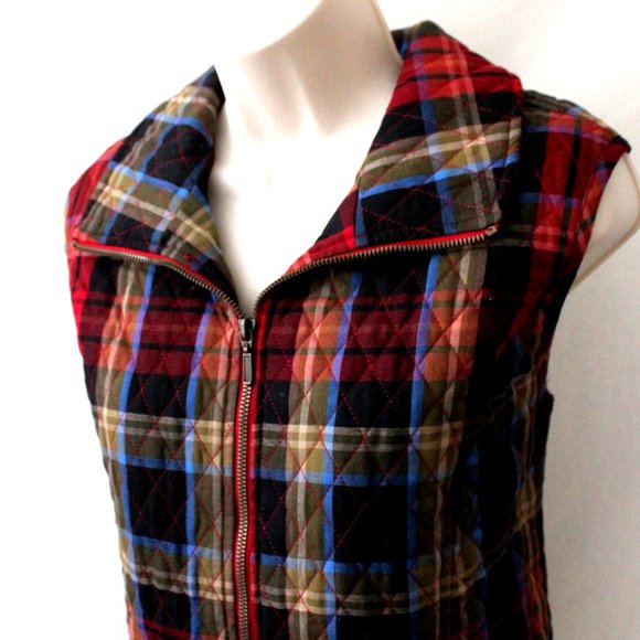 Plaid Quilted Vest SOUTHERN LADY Syle 0035 Excellent Size S  40" Bust Like New - Picture 4 of 9